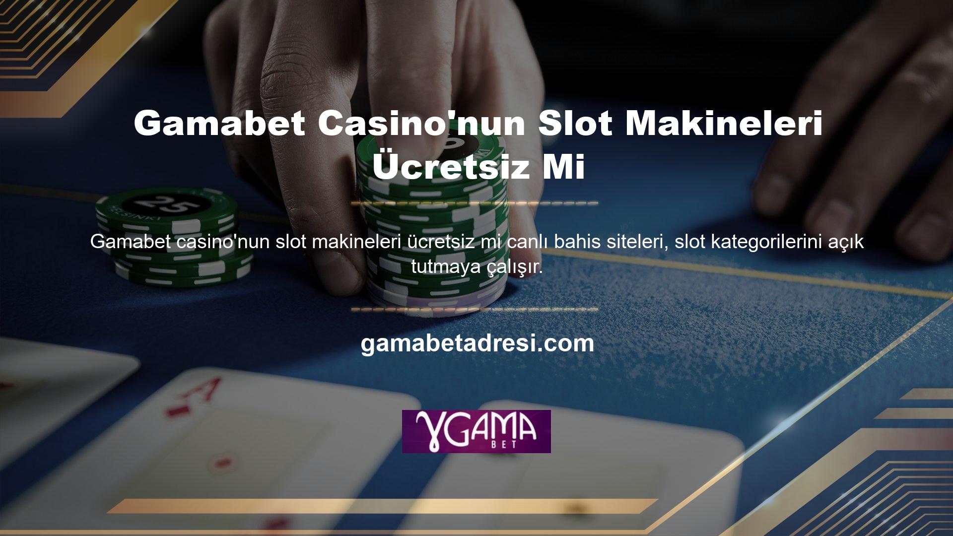 Ana sayfanın casino bölümünde farklı slot oyunu bulunmaktadır
